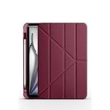 Aksesuarcim Apple iPad Air 13 2025 M3 ile Uyumlu Kılıf Silikon Yumuşak Kalem Bölmeli Esnek 4 Farklı Stand Olabilen Tablet Kılıfı Mürdüm