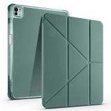 Aksesuarcim Apple iPad Pro 13 2024 ile Uyumlu Kılıf Silikon Yumuşak Kalem Bölmeli Esnek 4 Farklı Stand Olabilen Tablet Kılıfı Koyu Yeşil
