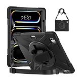 Aksesuarcim Apple iPad Pro 13 2025 M5 ile Uyumlu Kılıf Silikon Standlı Darbe ve Şok Korumalı Ayarlanabilir Askılı Tank Tablet Kılıfı