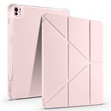Aksesuarcim Apple iPad Pro 13 2025 M5 ile Uyumlu Kılıf Silikon Yumuşak Kalem Bölmeli Esnek 4 Farklı Stand Olabilen Tablet Kılıfı Rose Gold