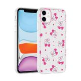 Aksesuarcim Apple iPhone 11 ile Uyumlu Kılıfı Şeffaf Desenli Kamera Lens Korumalı İnce Sert Silikon Kapak Klip Kalpli Kiraz