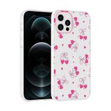 Aksesuarcim Apple iPhone 12 ile Uyumlu Kılıfı Şeffaf Desenli Kamera Lens Korumalı İnce Sert Silikon Kapak Klip Kalpli Kiraz