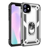 Aksesuarcim Apple iPhone 12 Mini ile Uyumlu Kılıf Silikon Yüzük Standlı Araç Tutucu için Mıknatıslı Darbe Karşı Dayanıklı Koruma Tank İnce Kap Vega Gri