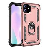 Aksesuarcim Apple iPhone 12 Mini ile Uyumlu Kılıf Silikon Yüzük Standlı Araç Tutucu için Mıknatıslı Darbe Karşı Dayanıklı Koruma Tank İnce Kap Vega Rose Gold