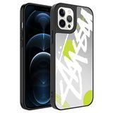 Aksesuarcim Apple iPhone 12 Pro ile Uyumlu Aynalı Parlak Desenli Kılıf Figürlü Kamera Lens Korumalı Kapak Mirror Yazı
