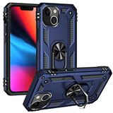 Aksesuarcim Apple iPhone 13 ile Uyumlu Kılıf Silikon Yüzük Standlı Araç Tutucu için Mıknatıslı Darbe Karşı Dayanıklı Koruma Tank İnce Kap Vega Lacivert