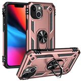 Aksesuarcim Apple iPhone 13 ile Uyumlu Kılıf Silikon Yüzük Standlı Araç Tutucu için Mıknatıslı Darbe Karşı Dayanıklı Koruma Tank İnce Kap Vega Rose Gold