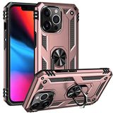 Aksesuarcim Apple iPhone 13 Pro ile Uyumlu Kılıf Silikon Yüzük Standlı Araç Tutucu için Mıknatıslı Darbe Karşı Dayanıklı Koruma Tank İnce Kap Vega Rose Gold