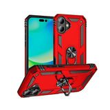 Aksesuarcim Apple iPhone 16 Plus ile Uyumlu Kılıf Silikon Yüzük Standlı Araç Tutucu için Mıknatıslı Darbe Karşı Dayanıklı Koruma Tank İnce Kap Vega Kırmızı