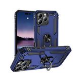 Aksesuarcim Apple iPhone 16 Pro ile Uyumlu Kılıf Silikon Yüzük Standlı Araç Tutucu için Mıknatıslı Darbe Karşı Dayanıklı Koruma Tank İnce Kap Vega Lacivert