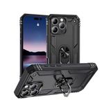Aksesuarcim Apple iPhone 16 Pro Max ile Uyumlu Kılıf Silikon Yüzük Standlı Araç Tutucu için Mıknatıslı Darbe Karşı Dayanıklı Koruma Tank İnce Kap Vega Siyah