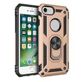 Aksesuarcim Apple iPhone 7 ile Uyumlu Kılıf Silikon Yüzük Standlı Araç Tutucu için Mıknatıslı Darbe Karşı Dayanıklı Koruma Tank İnce Kap Vega Altın