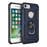 Aksesuarcim Apple iPhone 7 ile Uyumlu Kılıf Silikon Yüzük Standlı Araç Tutucu için Mıknatıslı Darbe Karşı Dayanıklı Koruma Tank İnce Kap Vega Lacivert