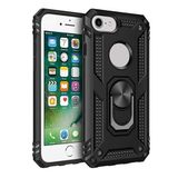 Aksesuarcim Apple iPhone 7 ile Uyumlu Kılıf Silikon Yüzük Standlı Araç Tutucu için Mıknatıslı Darbe Karşı Dayanıklı Koruma Tank İnce Kap Vega Siyah