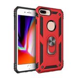 Aksesuarcim Apple iPhone 7 Plus ile Uyumlu Kılıf Silikon Yüzük Standlı Araç Tutucu için Mıknatıslı Darbe Karşı Dayanıklı Koruma Tank İnce Kap Vega Kırmızı