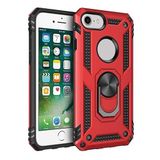 Aksesuarcim Apple iPhone 8 ile Uyumlu Kılıf Silikon Yüzük Standlı Araç Tutucu için Mıknatıslı Darbe Karşı Dayanıklı Koruma Tank İnce Kap Vega Kırmızı