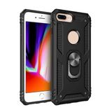 Aksesuarcim Apple iPhone 8 Plus ile Uyumlu Kılıf Silikon Yüzük Standlı Araç Tutucu için Mıknatıslı Darbe Karşı Dayanıklı Koruma Tank İnce Kap Vega Siyah
