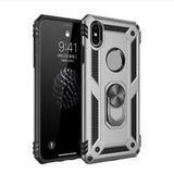 Aksesuarcim Apple iPhone X XS ile Uyumlu Kılıf Silikon Yüzük Standlı Araç Tutucu için Mıknatıslı Darbe Karşı Dayanıklı Koruma Tank İnce Kap Vega Gri
