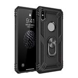 Aksesuarcim Apple iPhone X XS ile Uyumlu Kılıf Silikon Yüzük Standlı Araç Tutucu için Mıknatıslı Darbe Karşı Dayanıklı Koruma Tank İnce Kap Vega Siyah