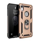 Aksesuarcim Apple iPhone XR ile Uyumlu Kılıf Silikon Yüzük Standlı Araç Tutucu için Mıknatıslı Darbe Karşı Dayanıklı Koruma Tank İnce Kap Vega Altın