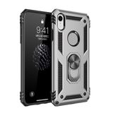 Aksesuarcim Apple iPhone XR ile Uyumlu Kılıf Silikon Yüzük Standlı Araç Tutucu için Mıknatıslı Darbe Karşı Dayanıklı Koruma Tank İnce Kap Vega Gri