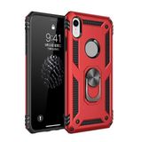 Aksesuarcim Apple iPhone XR ile Uyumlu Kılıf Silikon Yüzük Standlı Araç Tutucu için Mıknatıslı Darbe Karşı Dayanıklı Koruma Tank İnce Kap Vega Kırmızı