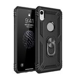 Aksesuarcim Apple iPhone XR ile Uyumlu Kılıf Silikon Yüzük Standlı Araç Tutucu için Mıknatıslı Darbe Karşı Dayanıklı Koruma Tank İnce Kap Vega Siyah