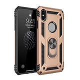 Aksesuarcim Apple iPhone XS Max ile Uyumlu Kılıf Silikon Yüzük Standlı Araç Tutucu için Mıknatıslı Darbe Karşı Dayanıklı Koruma Tank İnce Kap Vega Altın