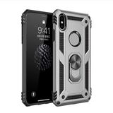 Aksesuarcim Apple iPhone XS Max ile Uyumlu Kılıf Silikon Yüzük Standlı Araç Tutucu için Mıknatıslı Darbe Karşı Dayanıklı Koruma Tank İnce Kap Vega Gri