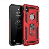Aksesuarcim Apple iPhone XS Max ile Uyumlu Kılıf Silikon Yüzük Standlı Araç Tutucu için Mıknatıslı Darbe Karşı Dayanıklı Koruma Tank İnce Kap Vega Kırmızı