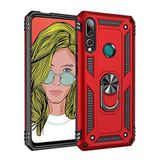 Aksesuarcim Huawei Honor 9X ile Uyumlu Kılıf Silikon Yüzük Standlı Araç Tutucu için Mıknatıslı Darbe Karşı Dayanıklı Koruma Tank İnce Kap Vega Kırmızı