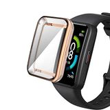 Aksesuarcim Huawei ile Uyumlu Band 7 Ekran Koruyucu Darbe Korumalı Silikon Kasa Koruma Rose Gold