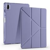 Aksesuarcim Huawei ile Uyumlu Matepad SE 11 Kılıf Silikon Yumuşak Kalem Bölmeli Esnek 4 Farklı Stand Olabilen Tablet Kılıfı Mor