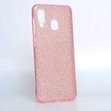 Aksesuarcim Huawei ile Uyumlu Y7 Prime 2019 Kılıf Silikon Simli Parlak Tarz Kapak Rose Gold