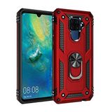 Aksesuarcim Huawei Mate 30 Lite ile Uyumlu Kılıf Silikon Yüzük Standlı Araç Tutucu için Mıknatıslı Darbe Karşı Dayanıklı Koruma Tank İnce Kap Vega Kırmızı