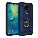 Aksesuarcim Huawei Mate 30 Lite ile Uyumlu Kılıf Silikon Yüzük Standlı Araç Tutucu için Mıknatıslı Darbe Karşı Dayanıklı Koruma Tank İnce Kap Vega Lacivert