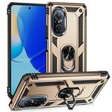 Aksesuarcim Huawei Nova 9 SE ile Uyumlu Kılıf Silikon Yüzük Standlı Araç Tutucu için Mıknatıslı Darbe Karşı Dayanıklı Koruma Tank İnce Kap Vega Altın