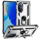 Aksesuarcim Huawei Nova 9 SE ile Uyumlu Kılıf Silikon Yüzük Standlı Araç Tutucu için Mıknatıslı Darbe Karşı Dayanıklı Koruma Tank İnce Kap Vega Gri