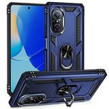 Aksesuarcim Huawei Nova 9 SE ile Uyumlu Kılıf Silikon Yüzük Standlı Araç Tutucu için Mıknatıslı Darbe Karşı Dayanıklı Koruma Tank İnce Kap Vega Lacivert