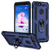 Aksesuarcim Huawei P Smart ile Uyumlu Kılıf Silikon Yüzük Standlı Araç Tutucu için Mıknatıslı Darbe Karşı Dayanıklı Koruma Tank İnce Kap Vega Lacivert