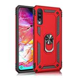 Aksesuarcim Huawei P Smart Pro 2019 ile Uyumlu Kılıf Silikon Yüzük Standlı Araç Tutucu için Mıknatıslı Darbe Karşı Dayanıklı Koruma Tank İnce Kap Vega Kırmızı