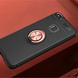 Aksesuarcim Huawei P10 Lite Kılıf Silikon Mıknatıs Yüzüklü Standlı Kapak Rave Siyah-Rose Gold