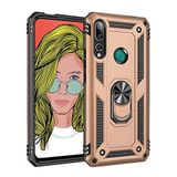 Aksesuarcim Huawei Y9 Prime 2019 ile Uyumlu Kılıf Silikon Yüzük Standlı Araç Tutucu için Mıknatıslı Darbe Karşı Dayanıklı Koruma Tank İnce Kap Vega Altın