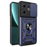 Aksesuarcim İnfinix Smart 8 ile Uyumlu Kılıfı Silikon Stand Yüzüklü Araç Tutucu Mıknatıslı Darbe ve Kamera Korumalı Tank Sürgülü Kapak Lacivert