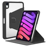 Aksesuarcim iPad Mini 2021 (6.Nesil) Kılıf Silikon Arkası Şeffaf 360 Dönebilen Standlı Siyah
