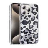 Aksesuarcim iPhone 14 Pro Max Kılıf Silikon Esnek Desenli Kapak Mep Gri Leopar