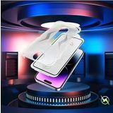 Aksesuarcim iPhone 15 Plus Ekran Koruyucu Cam Uygulama Aparatlı Tam Kaplayan 5D Magic Siyah