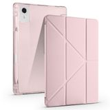 Aksesuarcim Lenovo Idea Tab Plus 12.1 ile Uyumlu Kılıf Silikon Yumuşak Kalem Bölmeli Esnek 4 Farklı Stand Olabilen Tablet Kılıfı Rose Gold