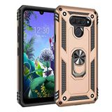 Aksesuarcim LG K50 ile Uyumlu Kılıf Silikon Yüzük Standlı Araç Tutucu için Mıknatıslı Darbe Karşı Dayanıklı Koruma Tank İnce Kap Vega Altın