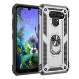Aksesuarcim LG K50 ile Uyumlu Kılıf Silikon Yüzük Standlı Araç Tutucu için Mıknatıslı Darbe Karşı Dayanıklı Koruma Tank İnce Kap Vega Gri